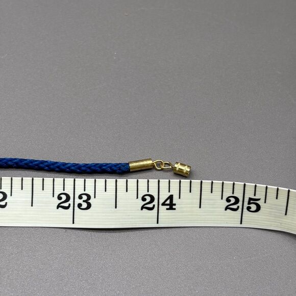 Vintage Cloisonne Enamel Butterfly Lily Pendant Necklace Blue Double Sided 24" - Picture 5 of 9